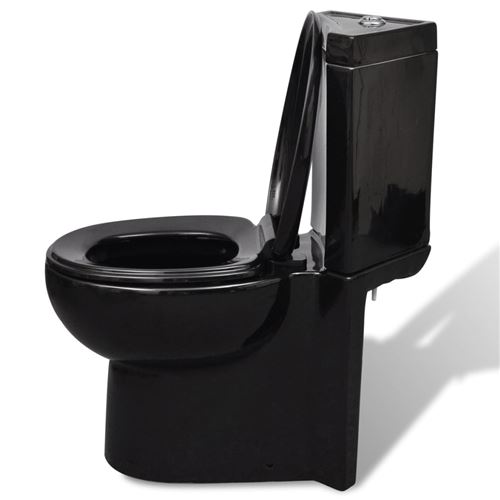 Toilette avec réservoir Noir vidaXL