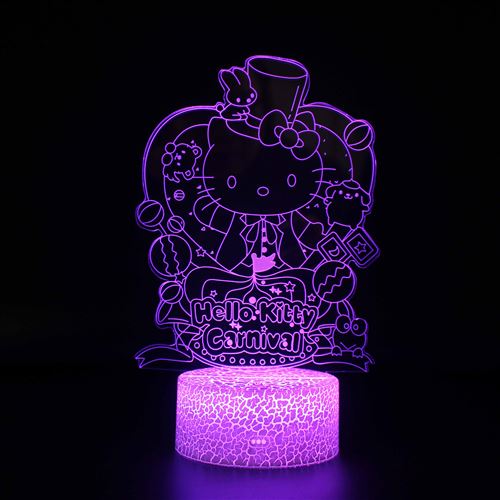 Lampe 3D Tactile Veilleuses Enfant 7 Couleurs avec Telecommande - Hello Kitty #593