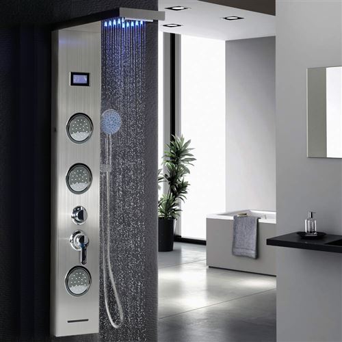 LED Panneau Colonne Douche Multimode Massage Système avec Écran LCD Hauteur 124 cm