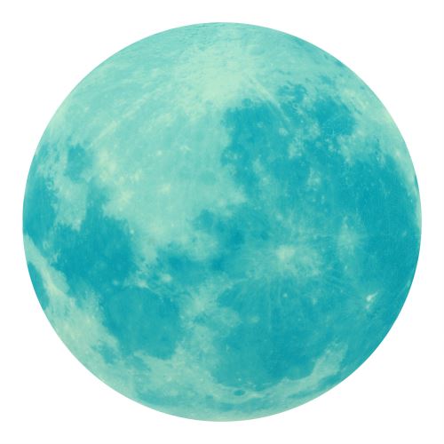 Autocollant Mural en Forme de Lune Lumineuse de 30 Cm Décor de Maison d'enfants - Lumière Cyan-Verte