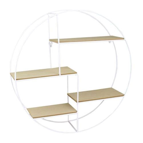 The Home Deco Factory - Etagère industrielle ronde en bois et métal 50 cm Blanc