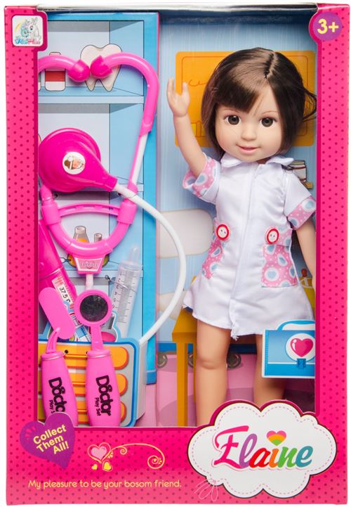 LG-Imports poupée adolescente docteur Elaine 35 cm rose