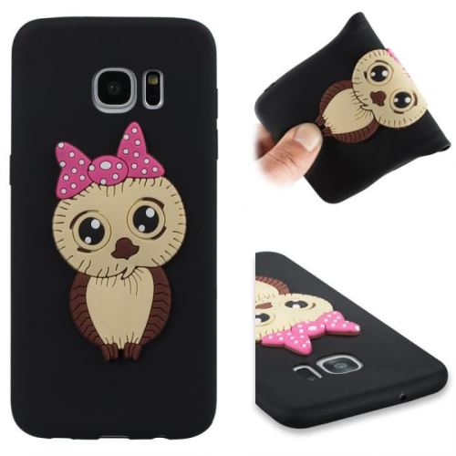 Noir Bowknot Hibou TPU Doux Case Silicone Coque 3D Painted Bumper Pour Samsung Galaxy S7 Edge SM-G935F 5.5;