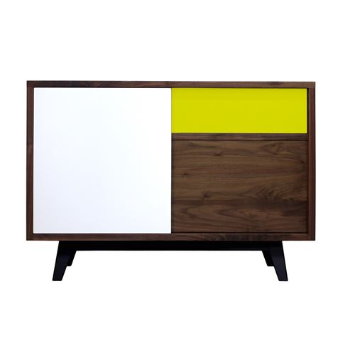 Buffet noyer naturel massif et laqu&eacute; VINTAGE Pirotais Bois Jaune 