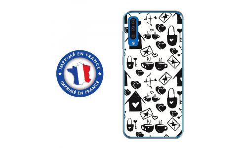 Coque souple pour Samsung Galaxy A50 avec impression Motifs Love coeur 3