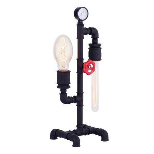 HOMEMANIA Lampe de Bureau Metal - pour Table, Bureau, Table de Nuit - Noir en Métal, 21 x 17 x 52 cm, 2 x E27, 40W
