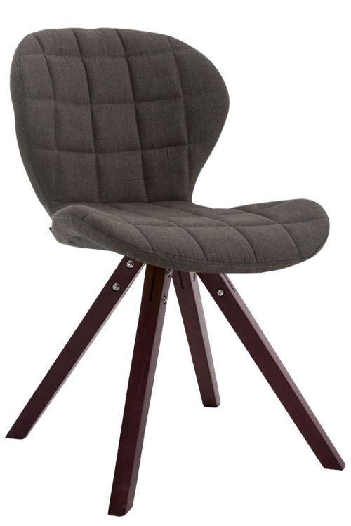 Chaise visiteur Alyssa tissu piètement en bois carré , Gris foncé/Cappuccino