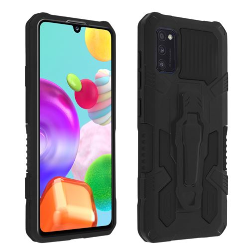Avizar Coque pour Samsung Galaxy A41 avec Béquille et Clip Ceinture Métallique Noir