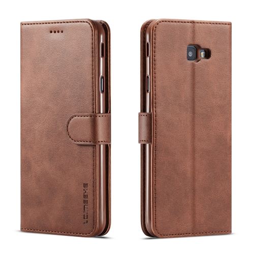 Etui en PU magnétique avec support café pour votre Samsung Galaxy J4 Plus