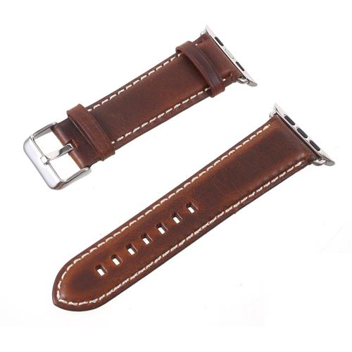 Bracelet en cuir véritable remplacement de la cire d'huile vintage marron pour votre Apple Watch 3/2/1 38mm