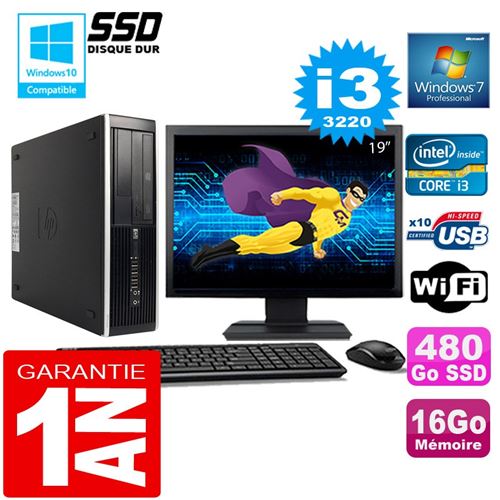 Pc hp compaq 8300 sff core i3-3220 ram 16go disque 480 go ssd wifi w7 ecran 19' État correct - Hewlett-Packard reconditionné disponible sur Fnac