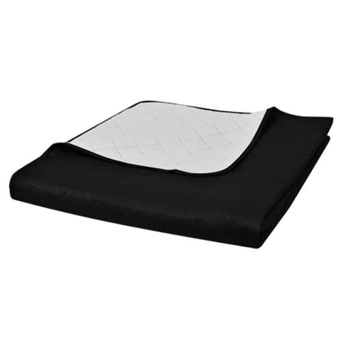 vidaXL Bedsprei gewatteerd dubbelzijdig 230x260 cm zwart/wit