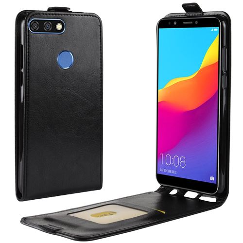 Etui en PU flip vertical noir pour votre Huawei Honor 7C/Enjoy 8