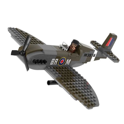 Jeu de construction brique emboitable compatible lego sluban wwii supermarine spitfire militaire m38 70071 pilote articulé