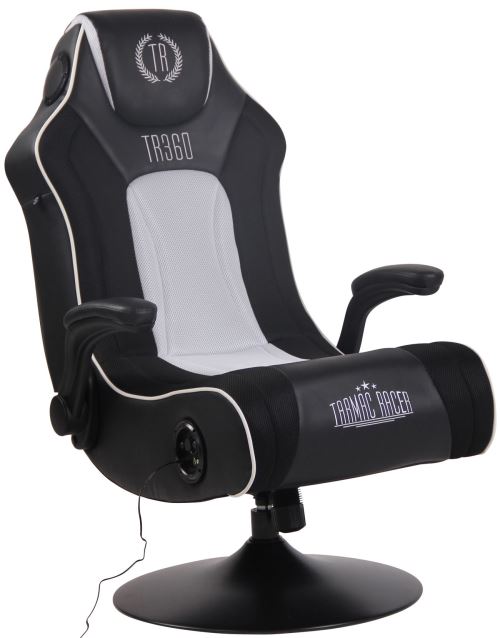 Chaise Gaming Sonore Multimédia pivotante Nevers Hauts-parleurs Port USB Caisson de basse intégrés - Couleur Noir/Blanc