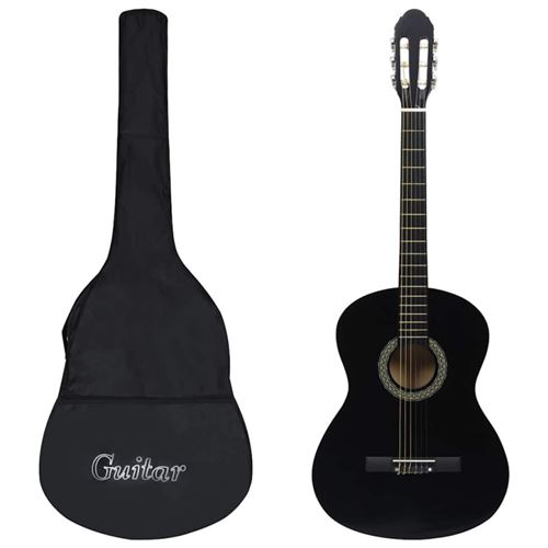 vidaXL Jeu de guitare classique de débutant 12 pcs Noir 4/4 39