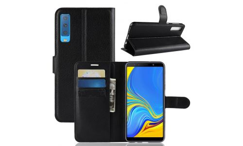 Etui portefeuille noir Galaxy A7 2018 rabat latéral articulé fonction