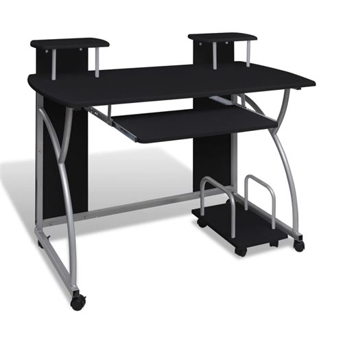 vidaXL Computerbureau met uitschuifblad 120x60 cm zwart