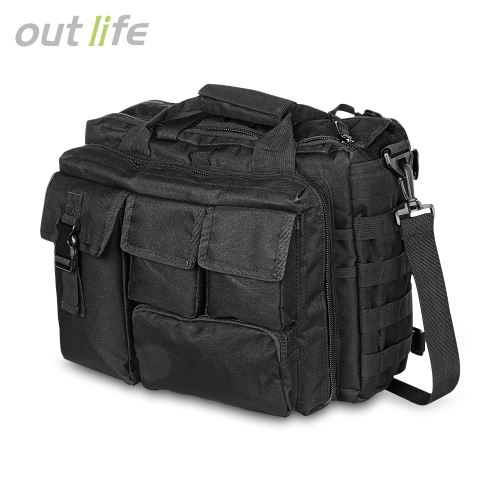 Outlife Outdoor Tablet Package Sac de messager tactique Sac à main camouflage imperméable militaire Noir