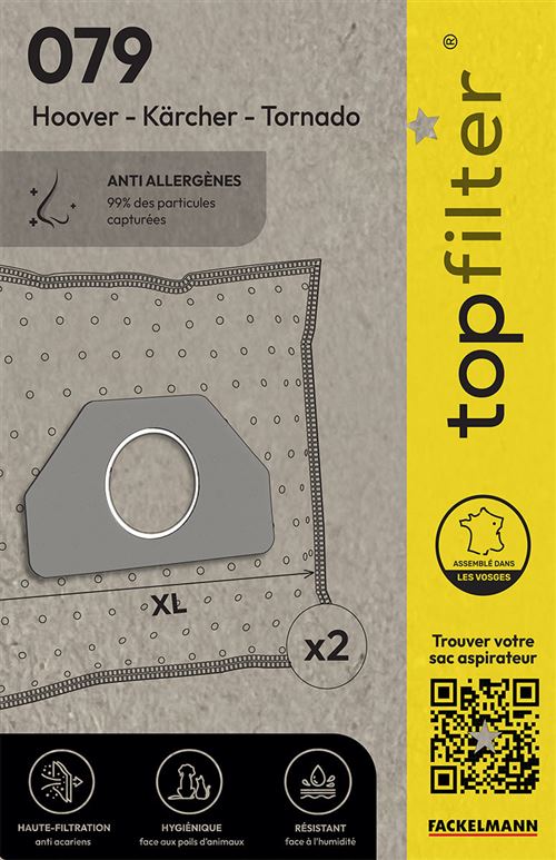 Lot de 2 sacs aspirateur Tornado et K&auml;rcher Premium ref 64079