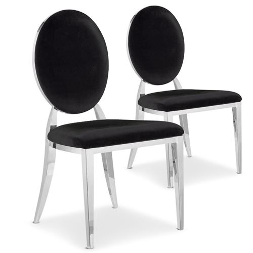 Paris Prix - Lot De 2 Chaises Médaillon Velours tatianna 90cm Noir