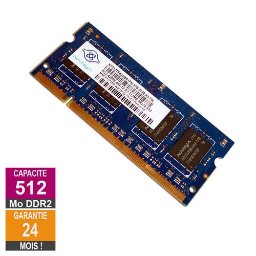 Barrette Mémoire 512Mo RAM DDR2 Nanya NT512T64UH8A1FN-37B SO-DIMM PC2-4200S
