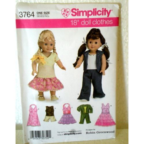 Simplicity 3764 18 Doll Clothes Pattern By Robin Greenwood