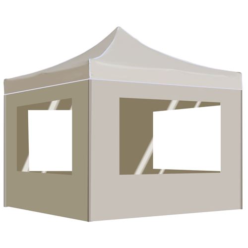 Tente de réception pliable avec parois Aluminium 2x2 m Crème vidaXL