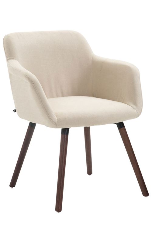 Chaise de salle à manger Debbie tissu , Crème/Bois de chêne Noyer