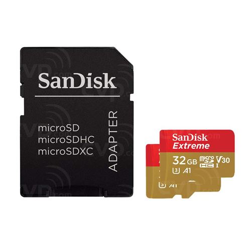SanDisk Extreme - Carte mémoire flash (adaptateur microSDHC - SD inclus(e)) - 32 Go - A1 / Video Class V30 / UHS-I U3 - microSDHC UHS-I