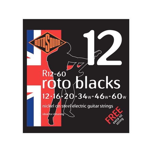 Rotosound R12-60 Roto Blacks - Jeu de cordes guitare électrique - 12-60