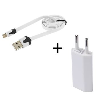 Cable Noodle 1m Chargeur + Prise Secteur pour IPHONE X USB Lightning Murale Pack (ROSE BONBON) - 1