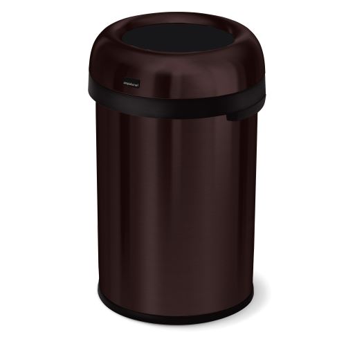 simplehuman Poubelle Ronde Ouverte Acier Inoxydable Bronze Foncé 115L