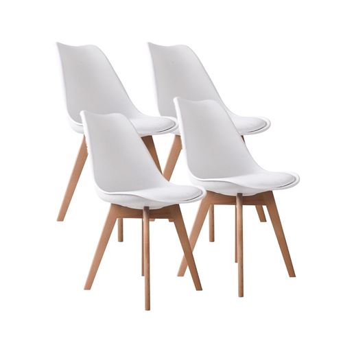 Lot de 4 chaises d'intérieur LAGOM blanc en bois H83cm