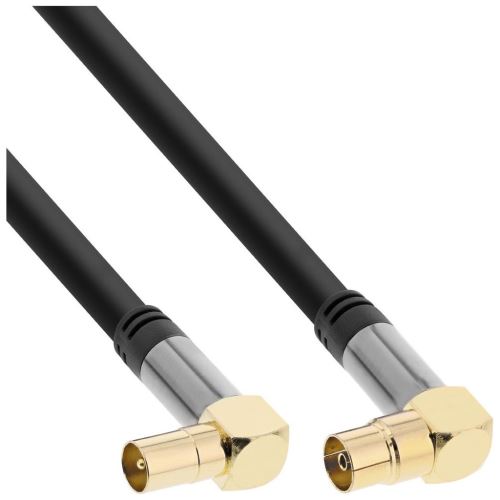 Câble d'antenne InLine® Premium coudé, 4x blindé, 110dB, noir, 1 m