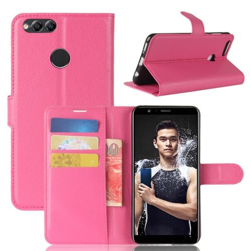 Huawei Honor Play 7X Housse Etui Cuir PU Texture Litchi Magenta ALS53274