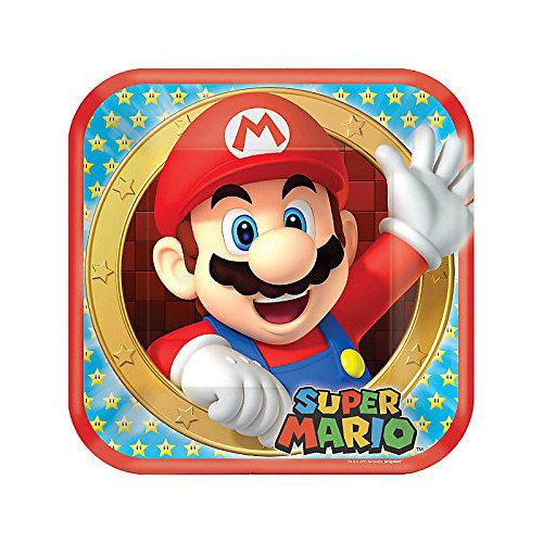 Super Mario Bros 9 pouces assiettes en papier carrées [8] par paquet