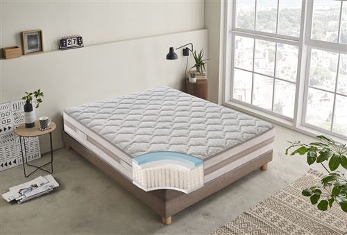 Matelas 160x200 cm mémoire de forme avec 9 zones de confort épaisseur 25 cm