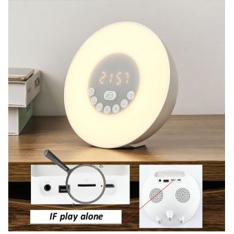 Réveil avec haut-parleur Bluetooth, réveil à la lumière de nuit pour  enfants, luminosité à 4 niveaux, Digi