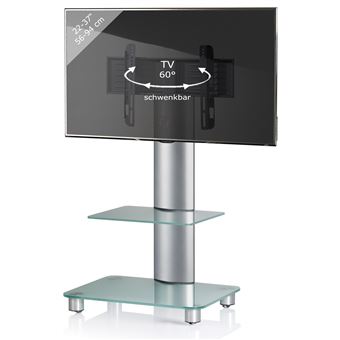 Vcm Bilano Meuble Colonne Avec Pied Etagere En Verre Pour Tv Argent Meuble Tv Achat Prix Fnac