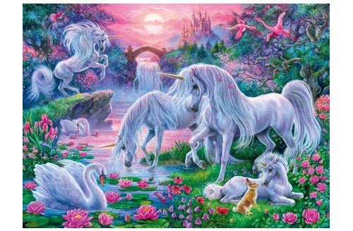 Ravensburger Puzzle Enfant XXL 150 Pieces Le Coucher De Soleil et Les Licornes Blanches