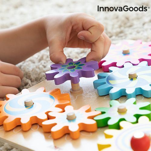 Jeu d'engrenages en bois Engenius InnovaGoods 12 Pièces