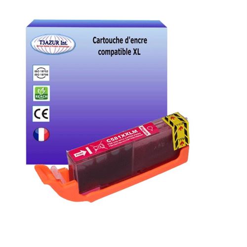 T3AZUR Cartouche compatible avec Canon CLI581 XL Magenta pour Canon Pixma TS8300, TS8350