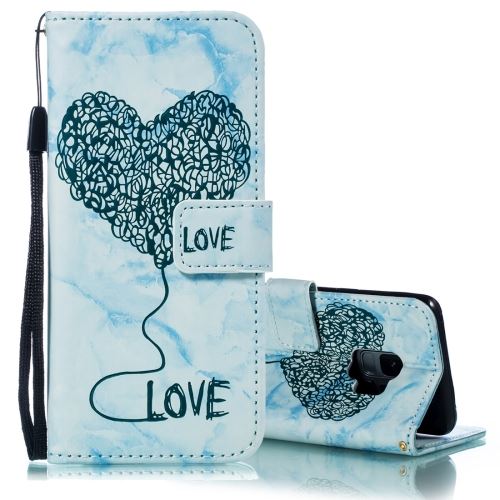 Galaxy S9 Housse Etui Cuir Pu Marbré Bleu Als88912