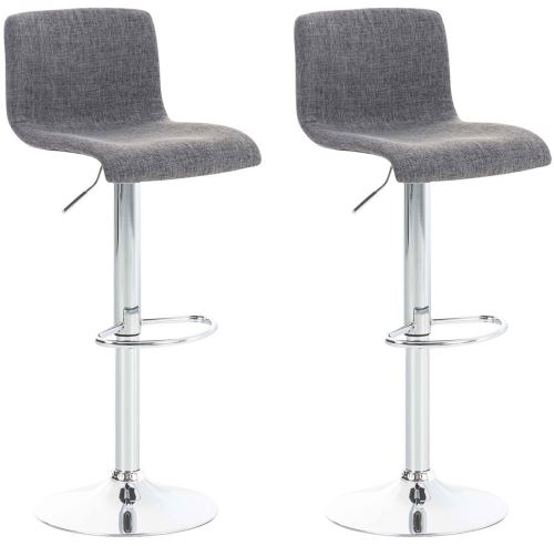 CLP Lot 2 tabourets de bar Hoover tissu hauteur réglable Piètement Métal chromé , Gris clair/Chrome