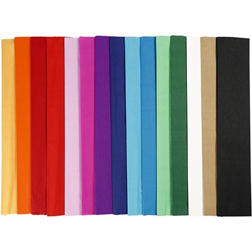 Creotime papier crêpe 250 x 50 cm 15 pièces multicolore