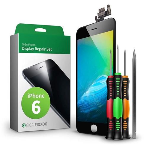 GIGA Fixxoo iPhone 6 Remplacement d'écran Kit Complet LCD Noir; avec vitre d'écran Tactile Rétina, Caméra et Capteur de Proximité