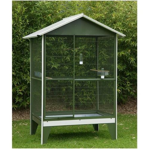Vadigran Nr 16 Volière Vert avec Toit Blanc pour Oiseau 122 x 93 x 173 cm