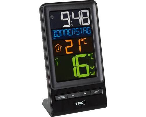 TFA-Dostmann Spira numérique Thermomètre Radio avec émetteur Radio, Noir, 9 x 6 x 15 cm