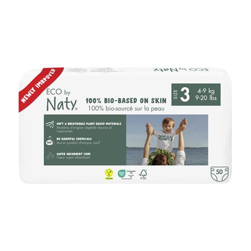 NATY - Lot de 2 paquets de couches Taille 3 Midi 4-9 kg 100pcs